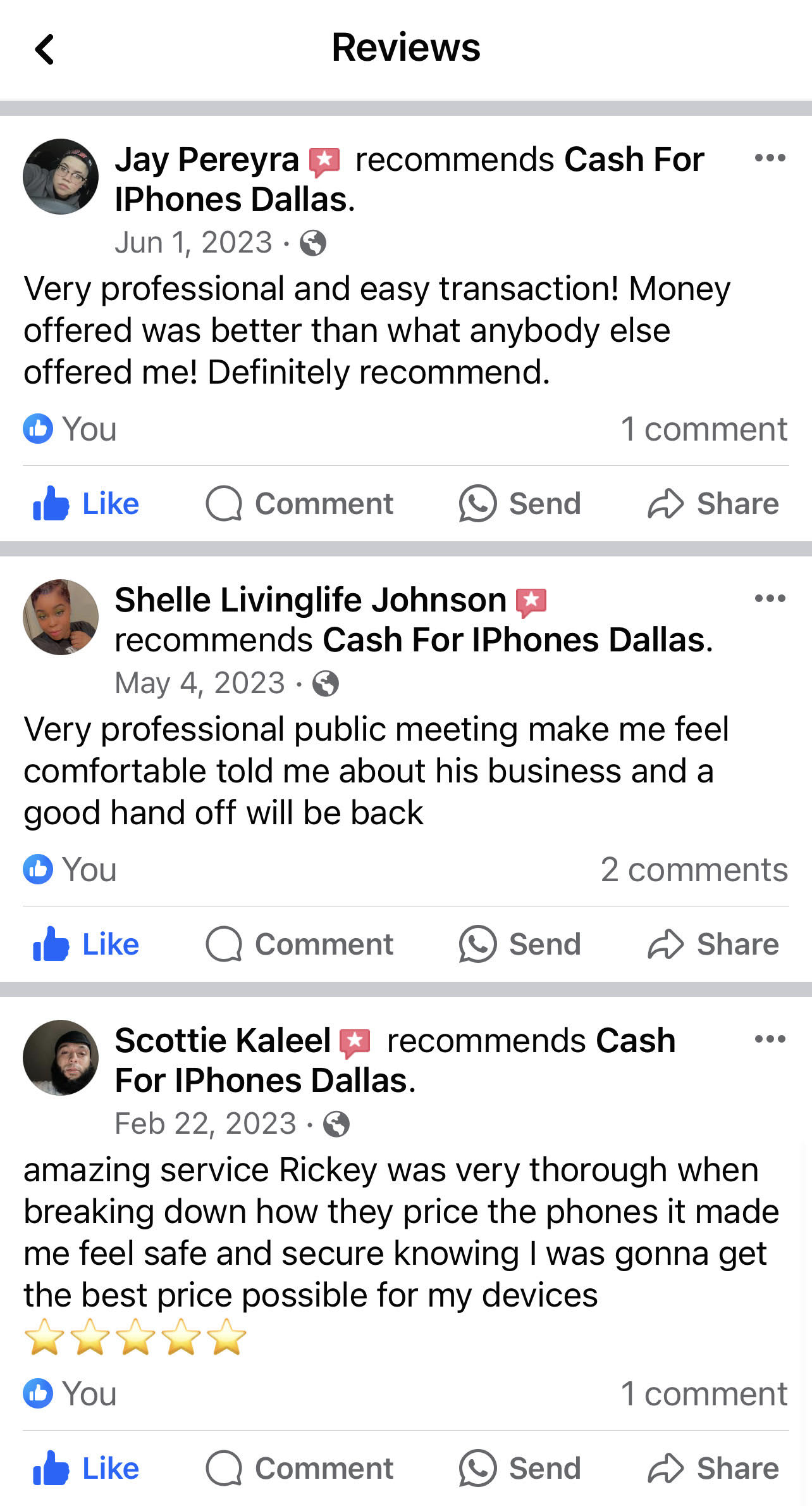 5-star customer review for G1Tech device buyback