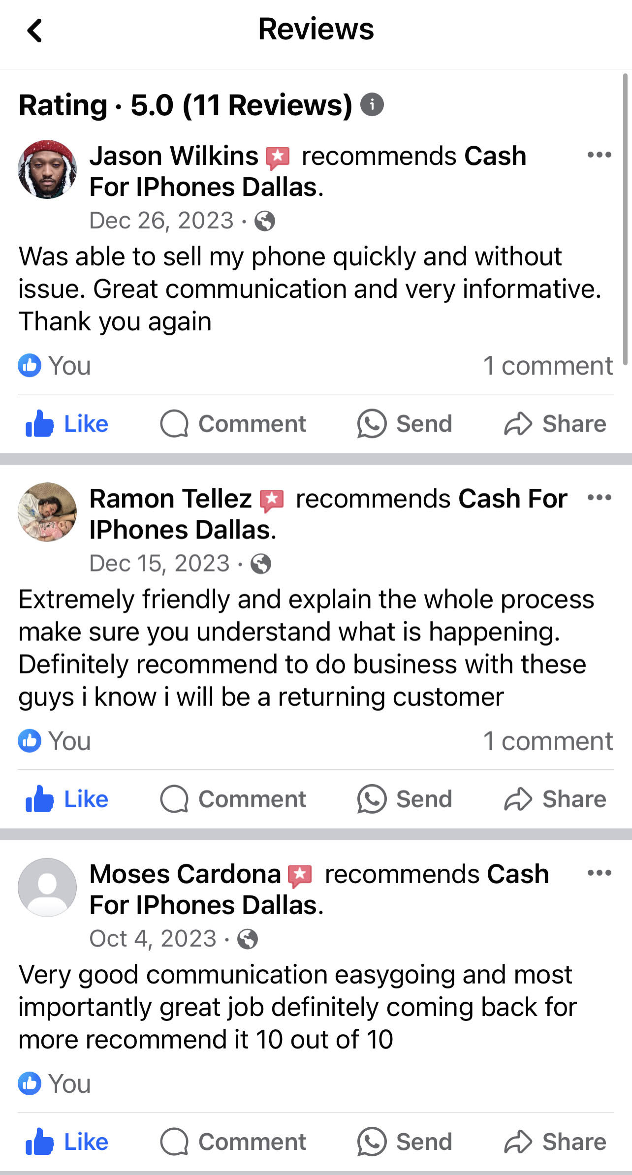 5-star customer review for G1Tech device buyback