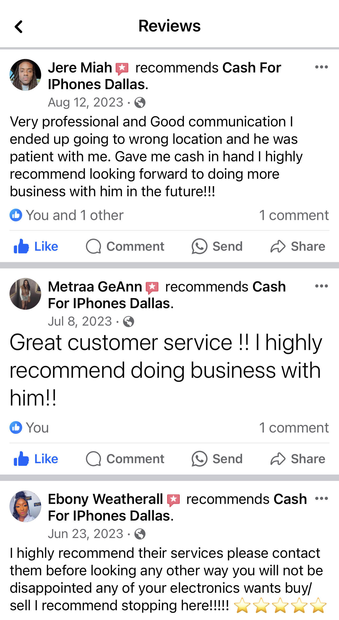 5-star customer review for G1Tech device buyback